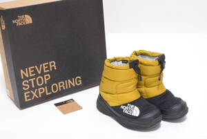 【THE NORTH FACE】K Nuptse Bootie Ⅶ ヌプシ ブーティ ショートダウンブーツ 黄色 ノースフェイス 19cm ジュニア 冬靴 スノーシューズ