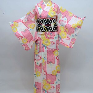 浴衣 単品 仕立て上がり 女性用 香乃逢 綿100％ 適合身長155-168cm ゆかた単品 花柄 撫子 古典柄 新品（株）安田屋 NO25501