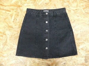 P&CO. JEANS レディース 綿 コットン100% デニム ボタン ミニスカート 黒 サイズM