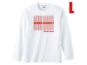 SPEED ADDICT… L/S T-shirt WHITE L/長袖tシャツロンteeビンテージハーレーチョッパーバイクオールドスクール古着アメカジ50s60s70s80s90s