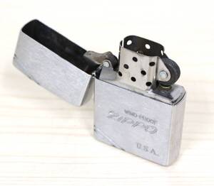 ZS93 着火OK Zippo/ジッポ ライター ダイアゴナルライン WIND-PROOF U.S.A タバコ/喫煙具 銀色/シルバー 雑貨 ガス欠/現状品