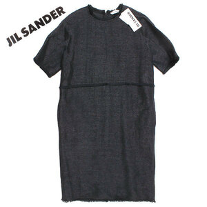 新品 JIL SANDER フリンジ付 ワンピース 定価138,240円 size34 ブラック ジルサンダー