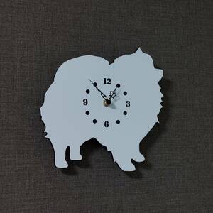 【数量限定値下げ】ポメラニアン白 ワンちゃん シルエット壁掛け時計シリーズ
