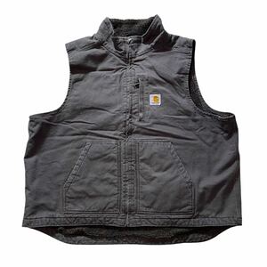 US企画 1スタ Carhartt カーハート ダック パイル裏地 ダックベスト メンズ XL グレー