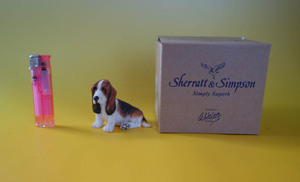 陶器市x Sherratt & Simpson　　バセット　ハウンド　仔犬　シェラット＆シンプソン社　犬　置物　フィギュリン