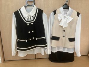 ★ MARYQUANT×U-FACTORY製 ユニフォーム ベスト&ブラウス＆スカート制服5点セット ★受付嬢 マリークヮント 事務服 ワンピース