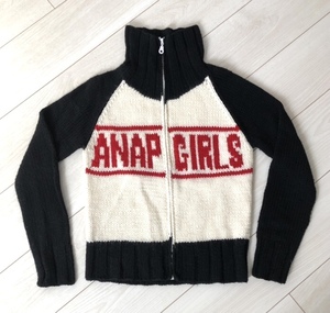 ANAP GIRLS ジップ ニット 編み込み ZIP KNIT 羽織り セーター 共用 シェア アナップ