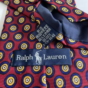 RALPH LAUREN（ ラルフローレン） 赤青黄色丸ネクタイ