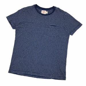 ND174-13 BROOKS BROTHERS ブルックスブラザーズ 半袖 Tシャツ トップス プルオーバー コットン 綿100% ネイビー系 ボーダー柄 メンズ S