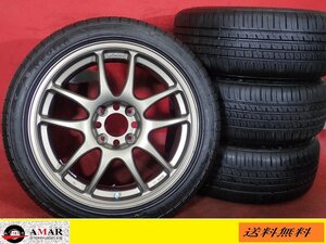 R17●【ワークエモーションＣＲ　ＦＲ車向け：ブロンズ色】中古ホイール＋ラジアル205/50R17★4本(TH-4163A)送料無料/沖縄配送不可