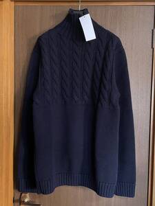 濃紺M新品52%off メゾンマルジェラ タートルネック アランニット ケーブル ハイネック セーター 22SS size M 46 Maison Margiela 10 メンズ