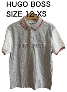 【送料無料】中古 HUGO BOSS ヒューゴボス キッズ 子供 ポロシャツ SLIM FIT スリムフィット ロゴ グレー サイズ 12-XS