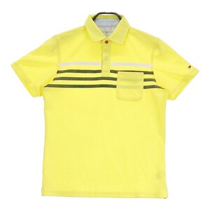 TOMMY HILFIGER GOLF トミー ヒルフィガーゴルフ 半袖ポロシャツ ボーダー柄 イエロー系 M [240101266613] ゴルフウェア メンズ