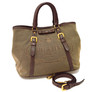 プラダ BAULETTO APERTO TU 2wayハンドバッグ BN1841 ジャガード トライアングルロゴ PRADA