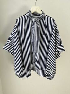 23SS sacai × THOMAS MASON COTTON POPLIN SHIRTサカイ トーマス メイソン ストライプ ポプリン コットン 半袖シャツ 1 シャツ 極美品