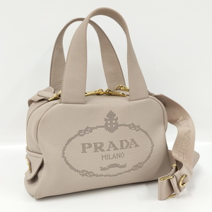 【中古】PRADA 2WAY ハンドバッグ ショルダーバッグ レザー ピンクベージュ1BB078