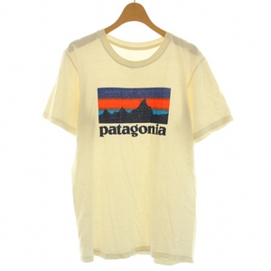 パタゴニア Patagonia Tシャツ カットソー 半袖 クルーネック ロゴ プリント S クリーム /BB メンズ