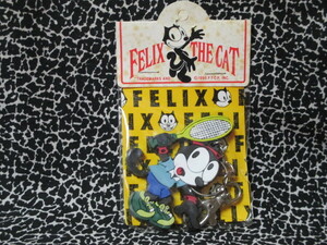 ★FELIX THE CAT　フィリックス ザ キャット　 ラバーキーホルダー 　1995　テニス　アメリカンレトロ　当時物　新品未開封　黒猫