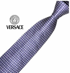 VERSACE ネクタイ やや細め パターン柄 ヴェルサーチェ ワンポイントロゴ USED 中古 t287