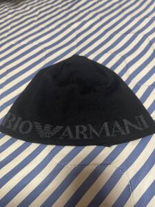 新品 黒 エンポリオアルマーニ ニットキャップ ビーニー ニット帽 帽子 ロゴアルマーニ ブラック EMPORIO ARMANI ジャケット 定番 ウール