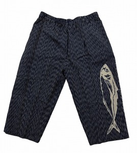 [江戸てん] 試作品 数量限定 ステテコ 膝下丈ズボン 日本製 久留米織り 鯵 紺縞　L