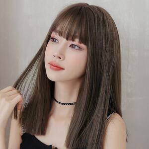 246　ヘアネット付き　アッシュベージュ ウィッグ ストレート 韓国