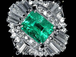 KR14301-T【1円～】新品【RK宝石】≪Emerald≫ 極上美発色! 極上エメラルド 大粒0.92ct 極上ダイヤモンド 0.55ct Pt900 高級リング ダイヤ