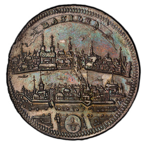 バーゼル都市景観 1/2ターラー銀貨 1720年 スイス PCGS Cleaned-UNC