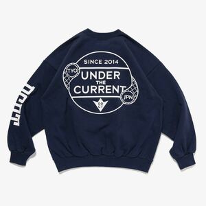 希少★新品本物【紺3】UNDER THE CURRENT CREW NECKアンダーカレント 袖ロゴ 日本製 正規品 ディセンダント 限定 入手困難DESCENDANT SPOT