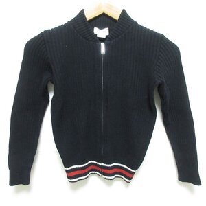 美品 GUCCI グッチ キッズ 子供服 ジップアップ リブニットジャケット ブルゾン サイズ6 ネイビー系