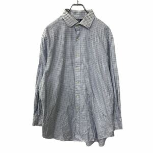 RALPH LAUREN 長袖チェックシャツ M～Lサイズ程度 ホワイト ネイビー ブルー 古着卸 アメリカ仕入 t2208-3032