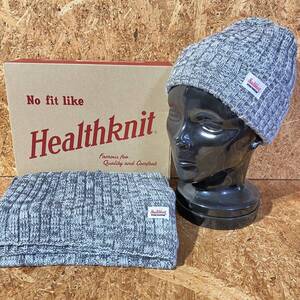 Healthknit nano universe ニットキャップ ビーニー 帽子 マフラー セット ギフトボックス コラボ 限定 ヘルスニット グレー