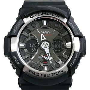 美品 CASIO カシオ G-SHOCK ジーショック 腕時計 GA-200-1A クオーツ アナデジ デジアナ カレンダー ブラック ラウンド 電池交換済 動作OK