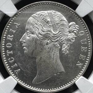 『高鑑定』1840年 イギリス領 インド 1ルピー 銀貨 ビクトリア ヤング ウイリアム ワイオン NGC アンティークコイン MS62 シルバー