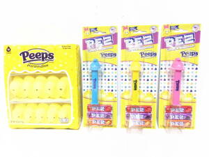 アメリカ限定 PEZ ペッツ イースター ピープス Peeps ひよこ 3点 マシュマロ付き