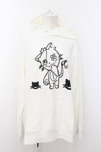 NieR Clothing / ミケ柄パーカー XL ホワイト O-24-10-31-040-PU-TO-OW-ZT250