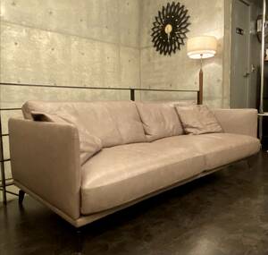 Stanza sofa 216cm(検本革ソファー,モダン,イタリアモダン,グレー,ミッドセンチュリー,babakagu,B&B,カッシーナ,アルフレックス等と好相性