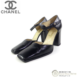 シャネル （CHANEL） アンクルストラップ ヒール レザー パンプス 靴 シューズ ブラック ＃37 ブラック（中古）