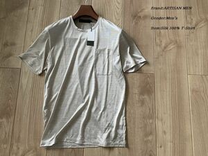 新品サンプル ARTISAN アルチザン 日本製 シルク100% ショートスリーブTシャツ 15ベージュ Mサイズ 42TZ03 定価20,900円