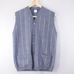 PIERANGELO ニットベスト レディース ストライプ グレー系 WOOL CASHMERE 薄め サイズ48 MADE IN ITALY