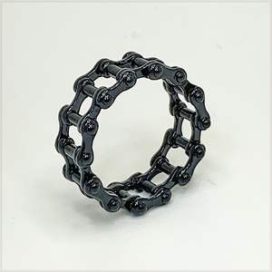 [RING] Black Mechanical Motorcycle Bicycle Chain ブラック メカニカル バイク チェーン デザイン ステンレス リング 29号 【送料無料】