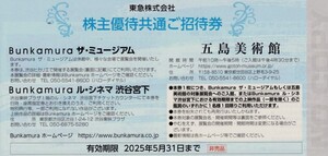 即決！bunkamuraザ・ミュージアム（渋谷ヒカリエ）/bunkamuraル・シネマ渋谷宮下/五島美術館　株主優待共通ご招待券　東急　株主優待券