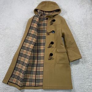 極美品 バーバリー ロンドン 毛 フード ダッフル コート ノバチェック ベージュ L BURBERRY LONDON ジャケット ブルゾン アウター