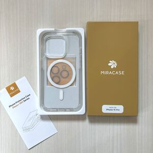 Miracase iPhone15pro用ケース MagSafe対応 9H強化ガラス 360°保護 全身バンパー フルカバー ワイヤレス充電対応 カメラレンズ付(クリア)