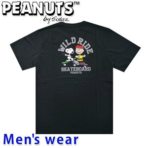 スヌーピー 半袖 Tシャツ メンズ PEANUTS 犬 プリント グッズ S1142-188B Mサイズ BK(ブラック)