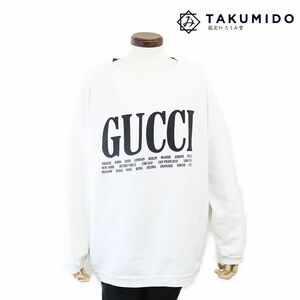 グッチ GUCCI メンズ服 シティ ロゴ トレーナー サイズL ホワイト 中古A 273826