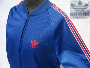 †80S 70S adidas Vintage USA トレフォイルロゴ アディダス ヴィンテージ トラックジャケット ジャージ♂ネイビー×トリコロール