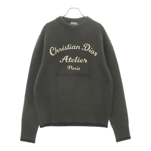 DIOR ディオール 20SS Atelier Virgin Wool Crew Neck Knit アトリエ ロゴ 刺繍ウール ニットセーター カーキ 213M640AT298