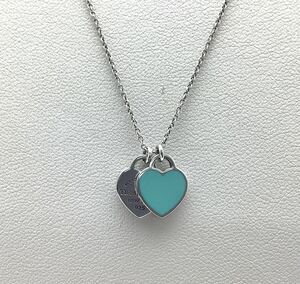 ⑫ TIFFANY&Co. ティファニー ダブルハート リターントゥ ブルー SILVER シルバー 925 SV ネックレス アクセサリー 