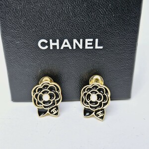 【1円】CHANEL　シャネル　イヤリング　ゴールド×ブラック　箱付き　タグ有り　 アクセサリー ヴィンテージ ココマーク